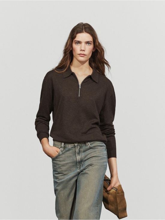 Massimo Dutti Sweaters - Massimo Dutti NWT WOOL BLEND QUARTER-ZIP KNIT SWEATER BROWN 0964/206